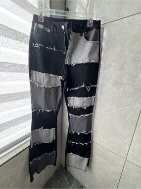 Two-Tone Black & Gray patchwork Jeans